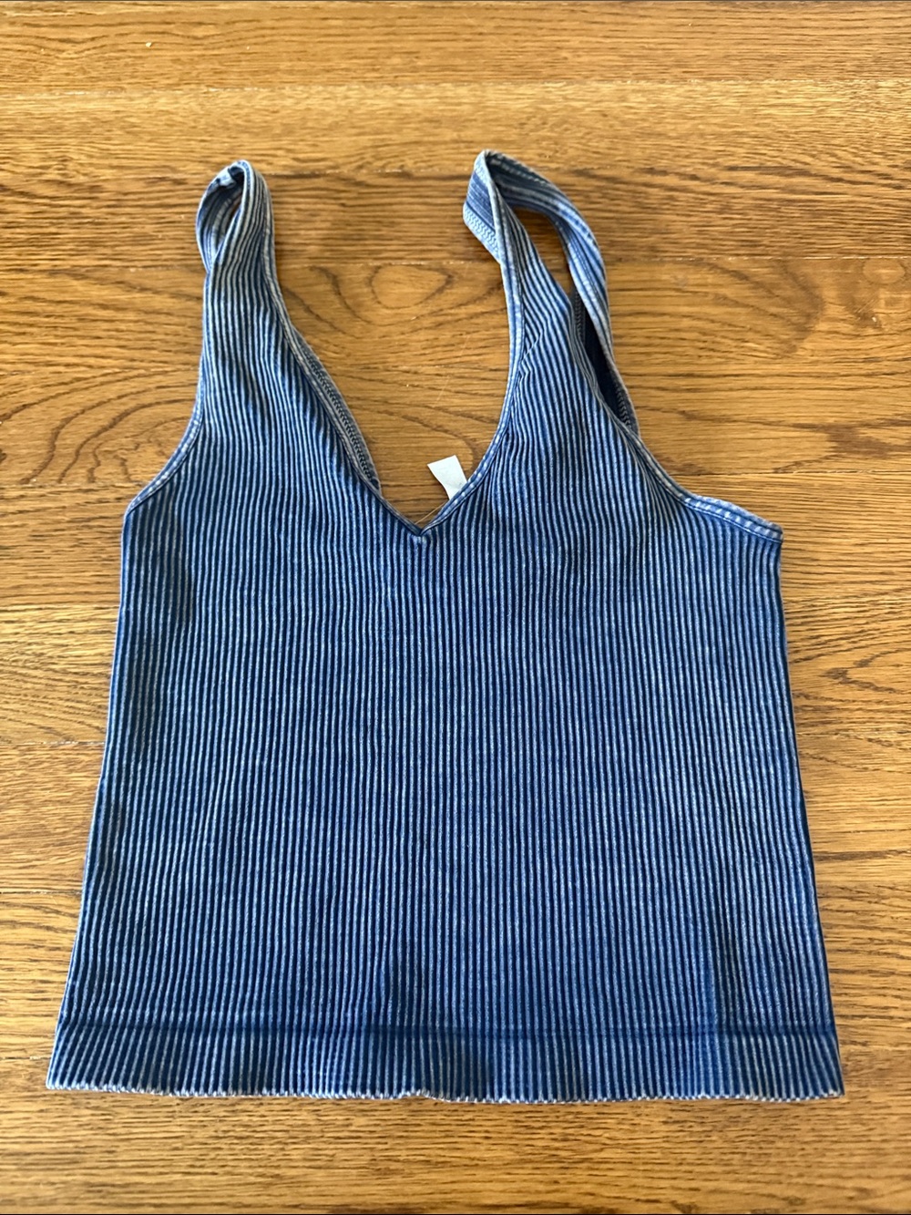 Nikibiki Blue Ribbed V-Neck Tank